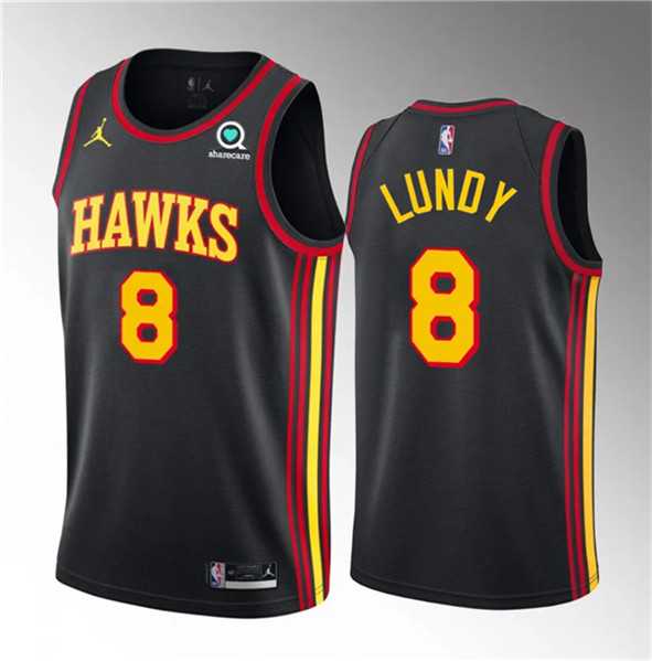 Men%27s Atlanta Hawks #8 Seth Lundy Black 2023 Draft Statement Edition Stitched Jersey Dzhi->team usa basketball->NBA Jersey